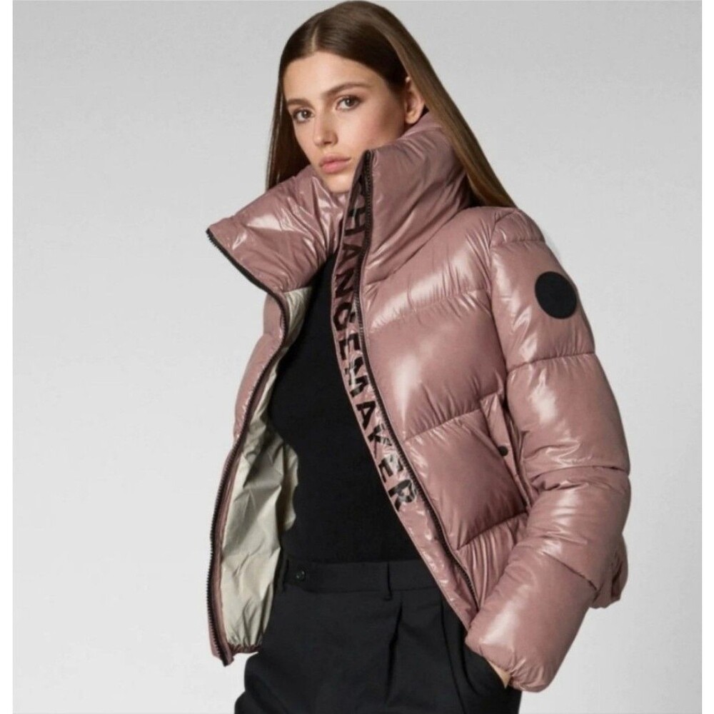 Save The Duck Isla Puffer Jacket Tall Standing Collar Sz M Withered Rose